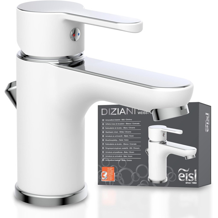 Змішувач для ванни DIZIANI DIZIANI, однорегуляторний, перемикач душ/ванна, хром/білий