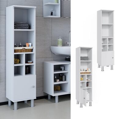 Пенал для ванної Vicco Fynn, білий, 30x130.6 см, з малою дверцятком