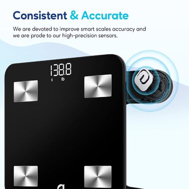 Arboleaf електронна ваги для вимірювання жирової маси тіла з Bluetooth, аналізатор складу тіла, додаток, до 180 кг, визначає ІМТ, пульс, м’язи, воду, білок, скелетні м’язи, BMR