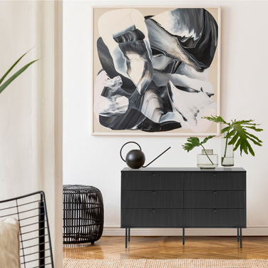 Тумба під TV/білизна KARBY S 120x40x75 см, 6 висувних ящиків, чорний колір, hjh LIVING