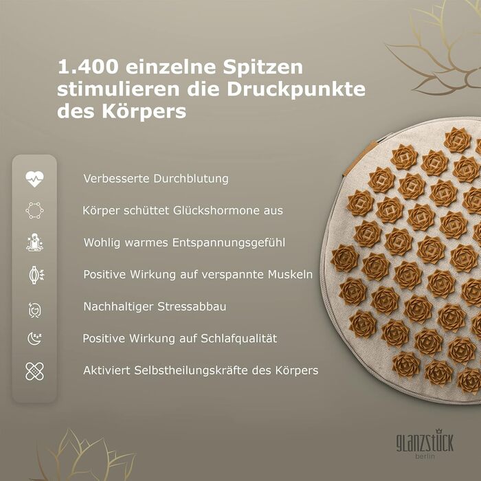 Подушка для йоги та медитації Glanzstück Berlin Health Collection, двостороння, з екологічного лляного міксу, наповнювач гречане лушпиння, 32x15 см, регульована висота