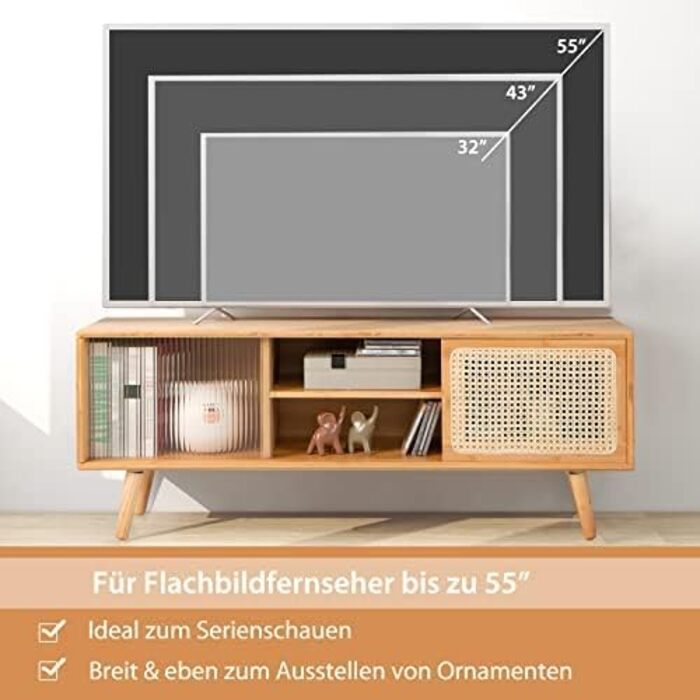 Тумба під телевізор COSTWAY HV10404NA-VC, 120,5x31x45,5 см, дерев'яна