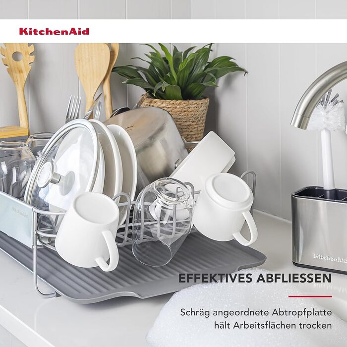 Компактна підставка для сушіння посуду KitchenAid, колір вугільний (сірий), 61.5 x 38.5 x 37.5 см