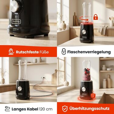 Блендер для смузі 500W Blend & Go, 600 мл, 2 швидкості, чорний - професійний блендер для коктейлів та протеїнових напоїв