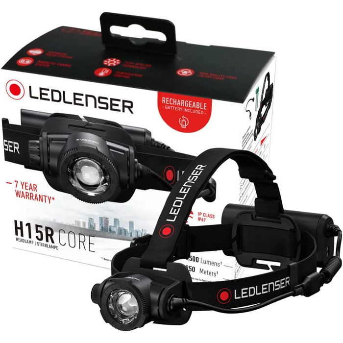 Налобний ліхтар Ledlenser H15R Core, 2500 люмен, LED, акумуляторний, IP67, фокусування, USB-зарядка
