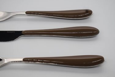 Столовий набір Bugatti Gioia F50, 24 предмети, нержавіюча сталь, колір табак, 22 x 8 x 30 см