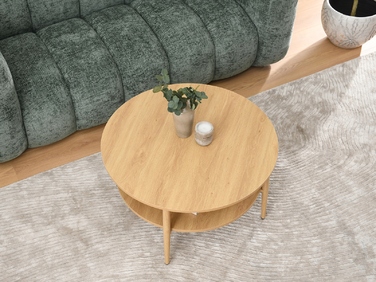 Круглий кавовий столик Mebel-Partner, 80 x 80 x 45 см, колір дуб
