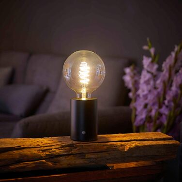 Світлодіодна акумуляторна настільна лампа Northpoint Edison з диммером, 2000 мА·год, до 96 годин, хром, тоноване скло