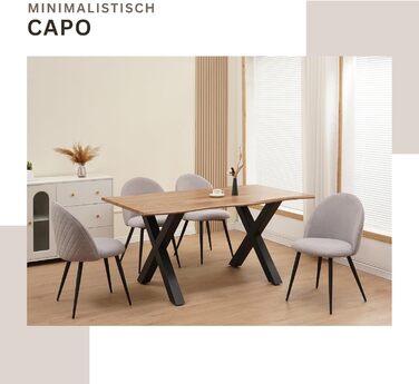 Стільці для їдальні ALBATROS Capo, 4 шт, сірий текстиль, сучасний вінтажний дизайн, м'які кухонні стільці, перевірені SGS, для їдальні або обіднього столу