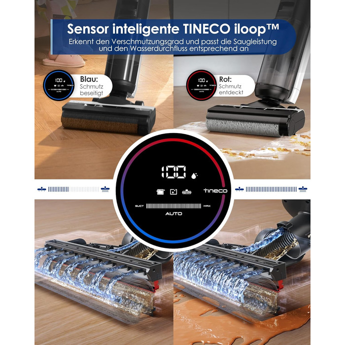 Tineco Floor One S5: Розумний акумуляторний пилосос 2-в-1 для вологого та сухого прибирання з технологією iLoop, для твердих підлог та шерсті тварин