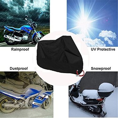 Моточохол ANFTOP 4XL для мотоцикла, водонепроникний, UV-захист, з отвором для замка, чорний, 295×110×140 см