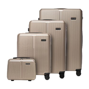 Валіза Wittchen Stripes Line XL (76.5x50x29 см) — великий дорожній кофр з ABS-пластику, 96 л, 4 колеса 360°, кодовий замок, золотиста