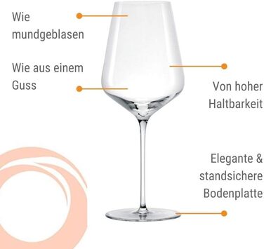 Бокали для червоного вина Stölzle Lausitz Starlight Bordeaux, 675 мл, набір 6 шт, тонкостінні, для бордоських вин, можна мити в посудомийній машині, максимальне розкриття смаку