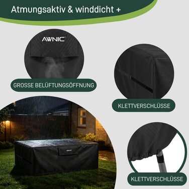 Чохол для садових меблів Awnic 200x135x75 см, 420D Oxford, водонепроникний, анти-UV, міцний, для саду та тераси