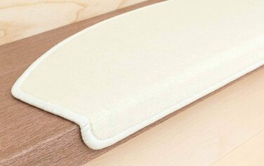 Комплект килимків для сходів Metzker® Vorwerk Uni, напівкруглі, 24 шт., бавовняно-білі, протиковзкі, індивідуальні та набори
