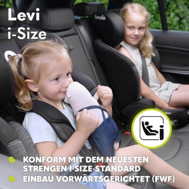 Автокрісло Lionelo Levi i-Size 76-150см R129, група 1/2/3, чорно-сірий, з Memory Foam та Dri-Seat