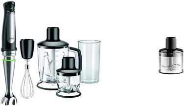 Блендер Braun MultiQuick 7 MQ 7045X, 1000 Вт, чорний + подрібнювач MQS 230 BK, 500 мл, EasyClick Plus, BPA-free, для MultiQuick 7/9