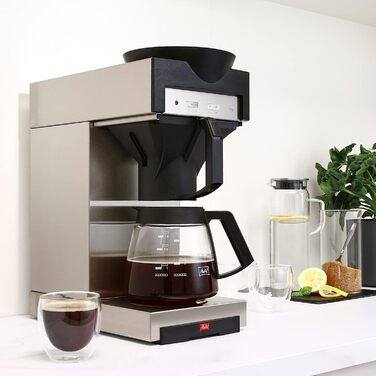 Кавоварка Melitta 20348 з фільтром, скляна колба, 1,8 л, підігрів, нержавіюча сталь/чорна