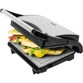 Електрогриль Cecotec Rock'nGrill 700W з антипригарним покриттям, 23x14.5 см, без PTFE та PFOA, плаваюча платформа, холодний ручка, індикатор, вертикальне зберігання