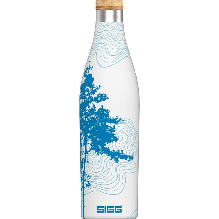 Термос-бутилка SIGG Meridian 0,5 л, герметична, з бамбуковою кришкою, нержавіюча сталь, BPA-free, без пластику, подвійні стінки, слім-дизайн, Sumatra Tree
