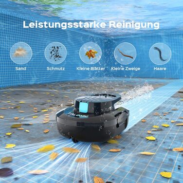 Робот-пилосос для басейну S1PRO 2026: автоматичне очищення (120 хв), акумуляторний, 2 мотори, для наземних басейнів до 100 м²