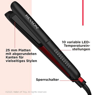 Випрямляч для волосся Revlon SmoothStay 25 мм з інфузією кокосової олії, плаваючі пластини, регульована температура до 235°C, дорожній чохол