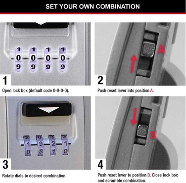 Сейф-контейнер для ключів Master Lock з настінним кріпленням, вуличний, з підсвічуванням кодових коліс, 12.6 x 7.2 x 5.2 см