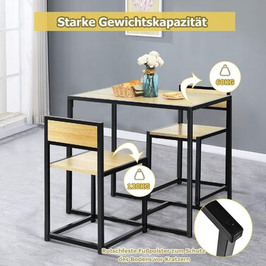Барний стіл COSTWAY з 2 стільцями, кухонний комплект з металевим каркасом, дерев'яний стіл для кухні, їдальні та бістро, антикварний стиль