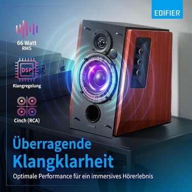 Акустична система Edifier R1700BT: активні полочні колонки з Bluetooth, цифровим та аналоговим входами, корпус із натурального дерева, з пультом ДК