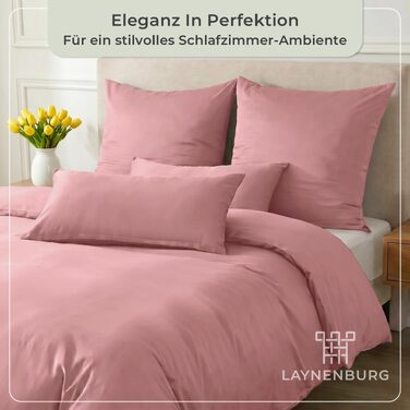 Постільна білизна LAYNENBURG Premium Mako Satin, 100% бавовна, охолоджуюча літня серія Oeko-TEX 100, рожева (155x220 см + наволочка 80x80 см)
