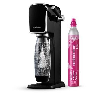 Сифон для газування води SodaStream ART, пляшка 1л та циліндр CO2, чорний