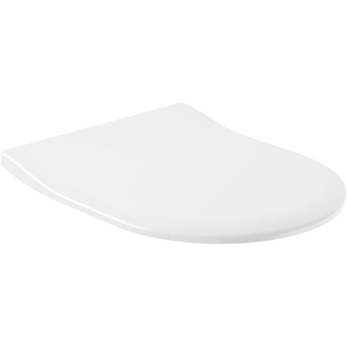 Сидіння для унітазу Villeroy & Boch Subway 2.0 SlimSeat D-подібне, біле глянцеве, з мікроліфтом (Duroplast), 9M68S101