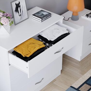 Vida Designs біла комод з 4 шухлядами та металевими ручками для спальні