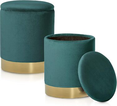 ELYFLAIR круглий оксамитовий пуф зі сховищем і м'якою кришкою, стілець-пуф для дому, декор, аксесуар для дорослих і дітей, бірюзовий, Ø31×38 см