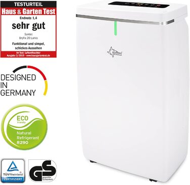 SUNTEC DryFix 20 Lumio: Електричний осушувач повітря для приміщень до 63 м² – 20 л/добу, 3-в-1 (осушувач, очищувач повітря, сушарка для білизни)