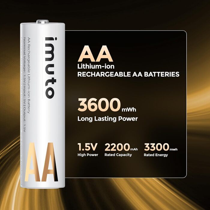 Набір акумуляторів imuto AA 1.5V 3600mWh (8 шт) з LED зарядним пристроєм для цифрових камер, іграшок та електроніки