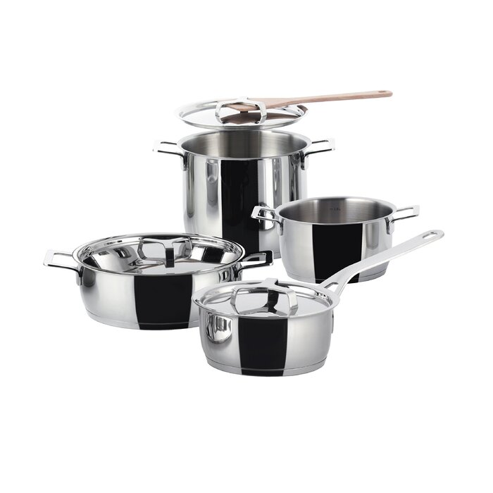 Набір каструль Alessi AJM100S7 з нержавіючої сталі з магнітним дном, 7 предметів