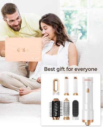 UKLISS Hairstyler 6-в-1: Професійний фен-щітка з насадками для укладки волосся 1000W, білий