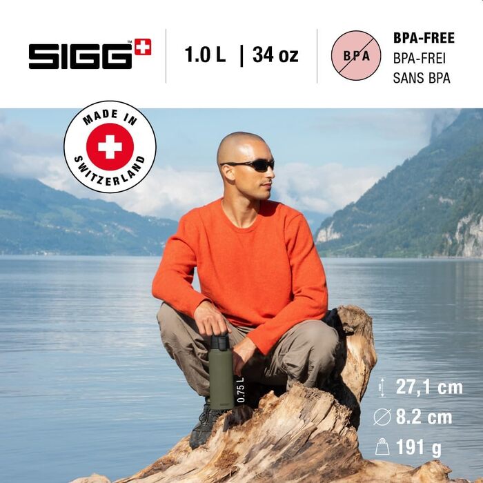 Спортивна алюмінієва пляшка для води SIGG WMB ONE, герметична, для газованих напоїв, BPA-free, 1 л, Зелена