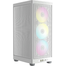 Комп'ютерний корпус Corsair iCUE 2000D RGB Airflow Mini-ITX, білий, сталь, 3 вентилятори AF120 RGB, контролер iCUE Lighting Node Core