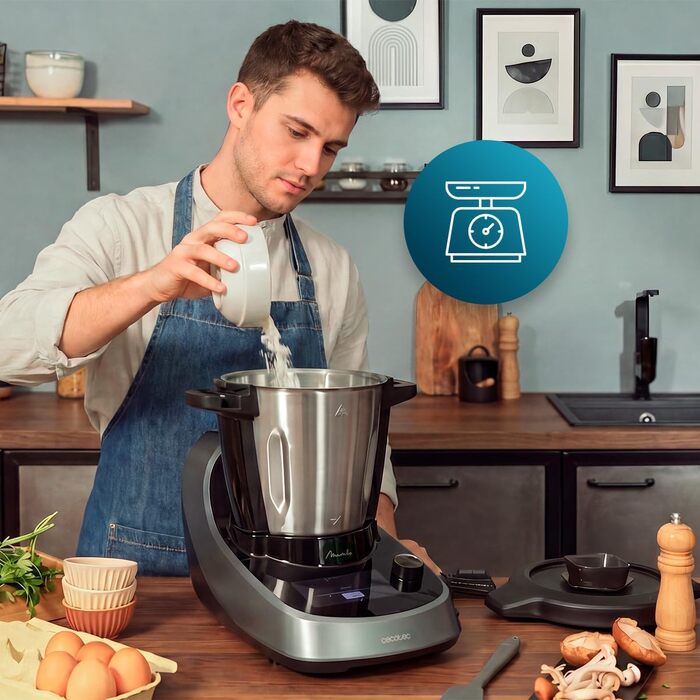 Кухонний комбайн Cecotec Mambo Touch Daily: 37 функцій, керування через WLAN App, чаша з нержавіючої сталі 3.3 л, вбудовані ваги, 10 рівнів нагріву