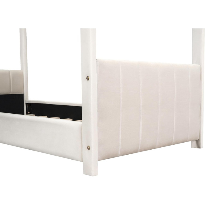 Дитяче ліжко Merax 90x200 см, бежеве, з каркасом, підлогове, з узголів’ям і узніжжям, без матраца, для хлопчиків та дівчаток