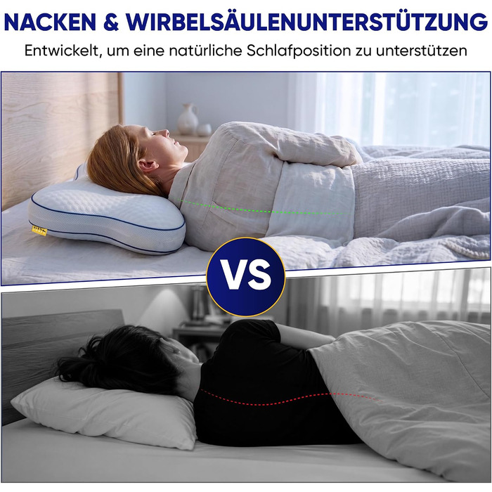 Ортопедична подушка-метелик SLEEP COMFY з ефектом пам'яті (Memory Foam), ергономічна підтримка шиї від болю та мігрені, сертифікат Oeko-TEX, для сну на боці
