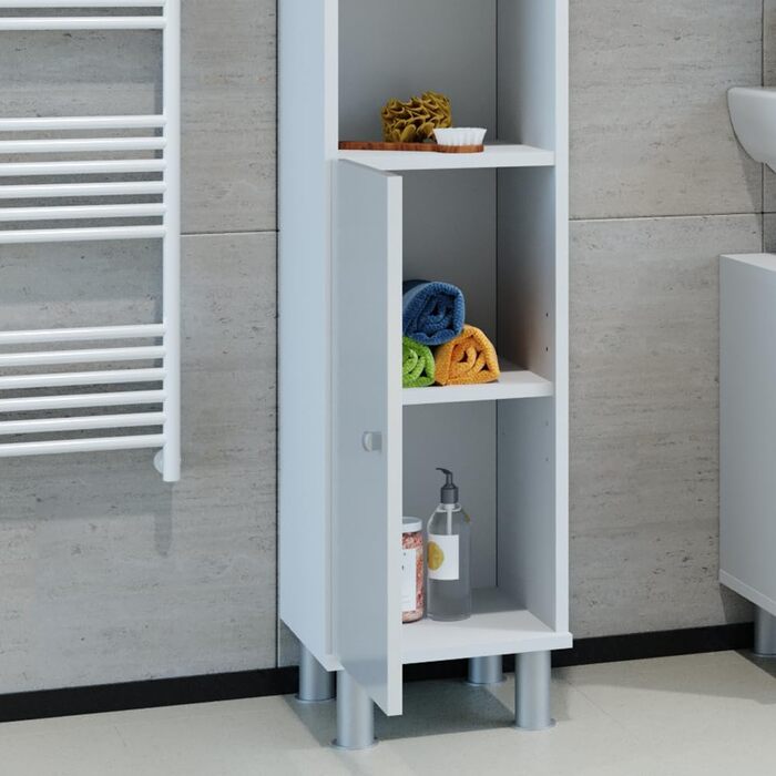 Високий шафа для ванної Vicco Fynn, білий глянець, 30x190 см