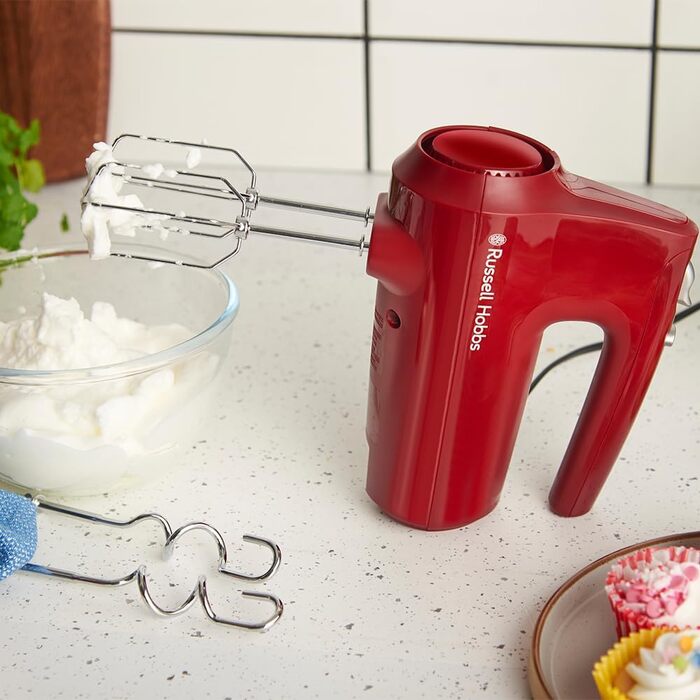 Міксер ручний Russell Hobbs Desire Red 350W з насадками для тіста та збивання, 5 швидкостей + імпульс