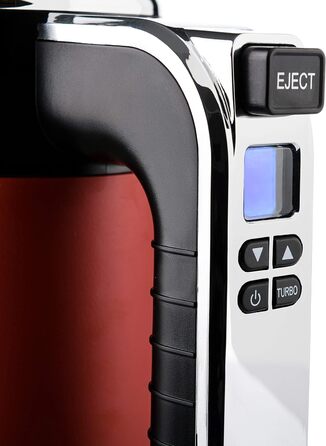 Ретро міксер Westinghouse 350 Вт, 5 швидкостей, турборежим, LCD дисплей, таймер, 2 вінчики, 2 гачки, сумка для зберігання, червоний