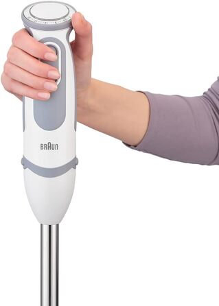 Блендер Braun MultiQuick 5 Vario MQ 5207WH, 1000 Вт, з насадками, нержавіюча сталь, білий/сірий