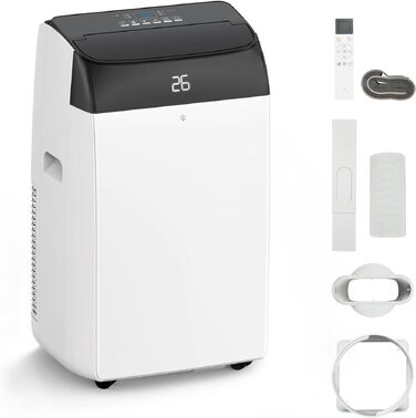 Мобільний кондиціонер 4-в-1 Leises 12000 BTU: охолодження, вентиляція, осушення, режим Follow-Me. Для приміщень до 51 м². Чорний, з пультом, таймером на 24 год.