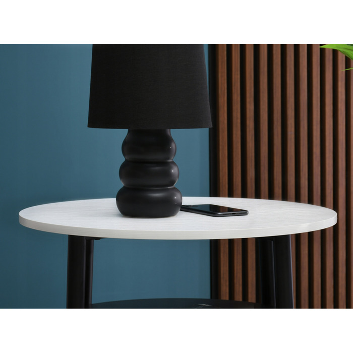 Круглий кавовий столик Mebel-Partner, 60 x 60 x 45 см, білий/чорний