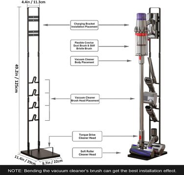 Підставка для пилососа Dyson V15/V15s/V11/V10/V8/V7/V6, на підлогу, чорна - тримач та організатор аксесуарів